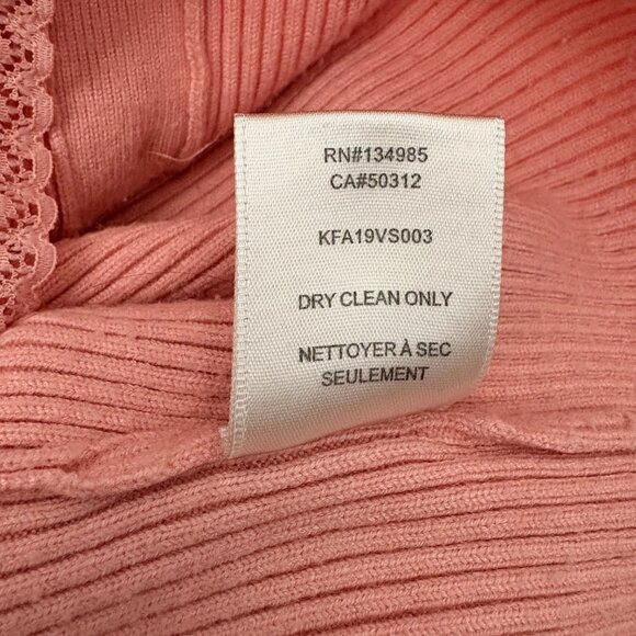 For Love & Lemons Nina Cardigan Size XS Peach Pink Lace Trim Ribbed Button Front - Picture 10 of 10